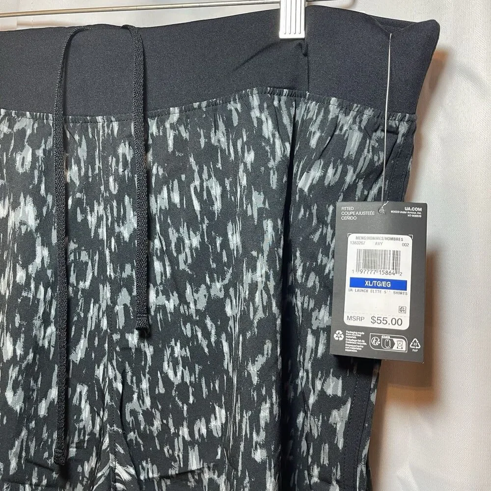 Under Armour UA Launch Elite 5” Running Print Shorts Mens XL 1383267 Black $55